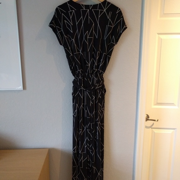 Alfani Black Block Pattern Sleeveless Jumpsuits with Belt - Picture 2 of 5